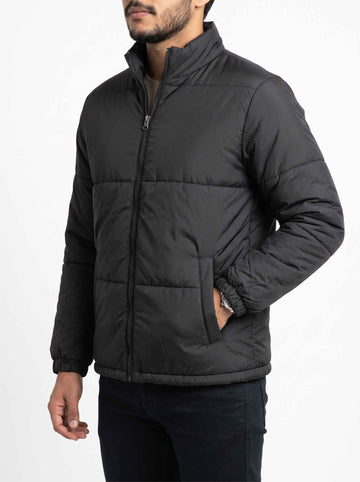 Puffer Jacket Full Sleeves No Hood - Black | Men Winter Collection