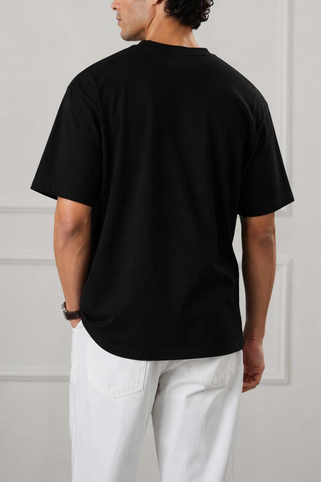 Stripe Logo Graphic Drop Shoulder T-Shirt | Black