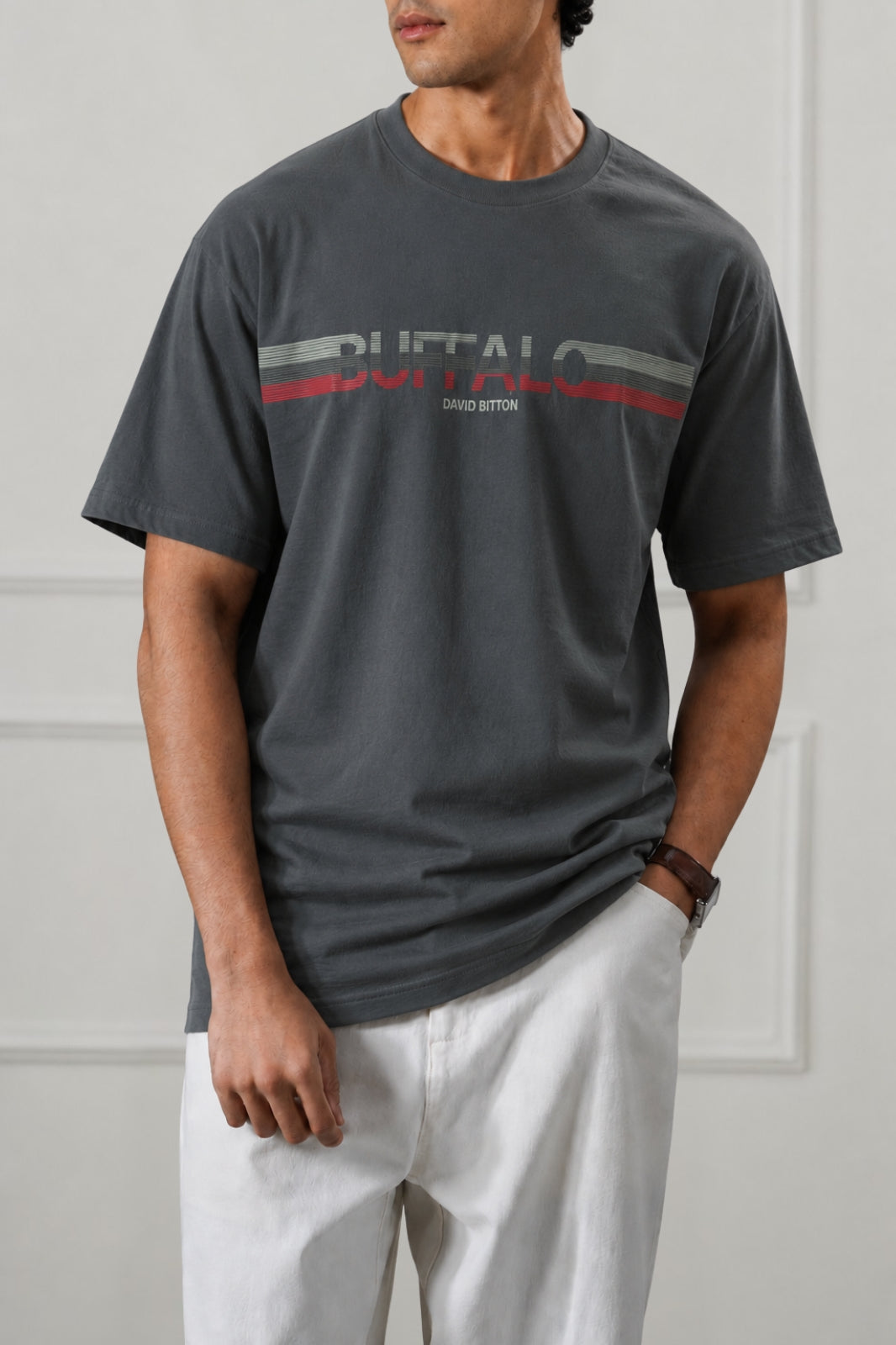 Grey Stripe Logo Graphic T-Shirt