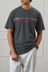 Grey Stripe Logo Graphic T-Shirt