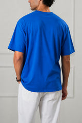 Royal Blue Stripe Logo Graphic T-Shirt