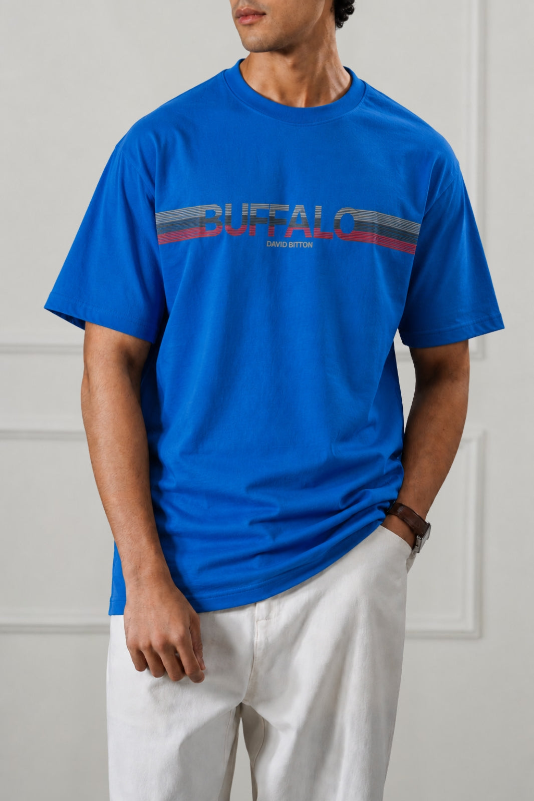 Royal Blue Stripe Logo Graphic T-Shirt