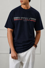 Navy Stripe Logo Graphic T-Shirt