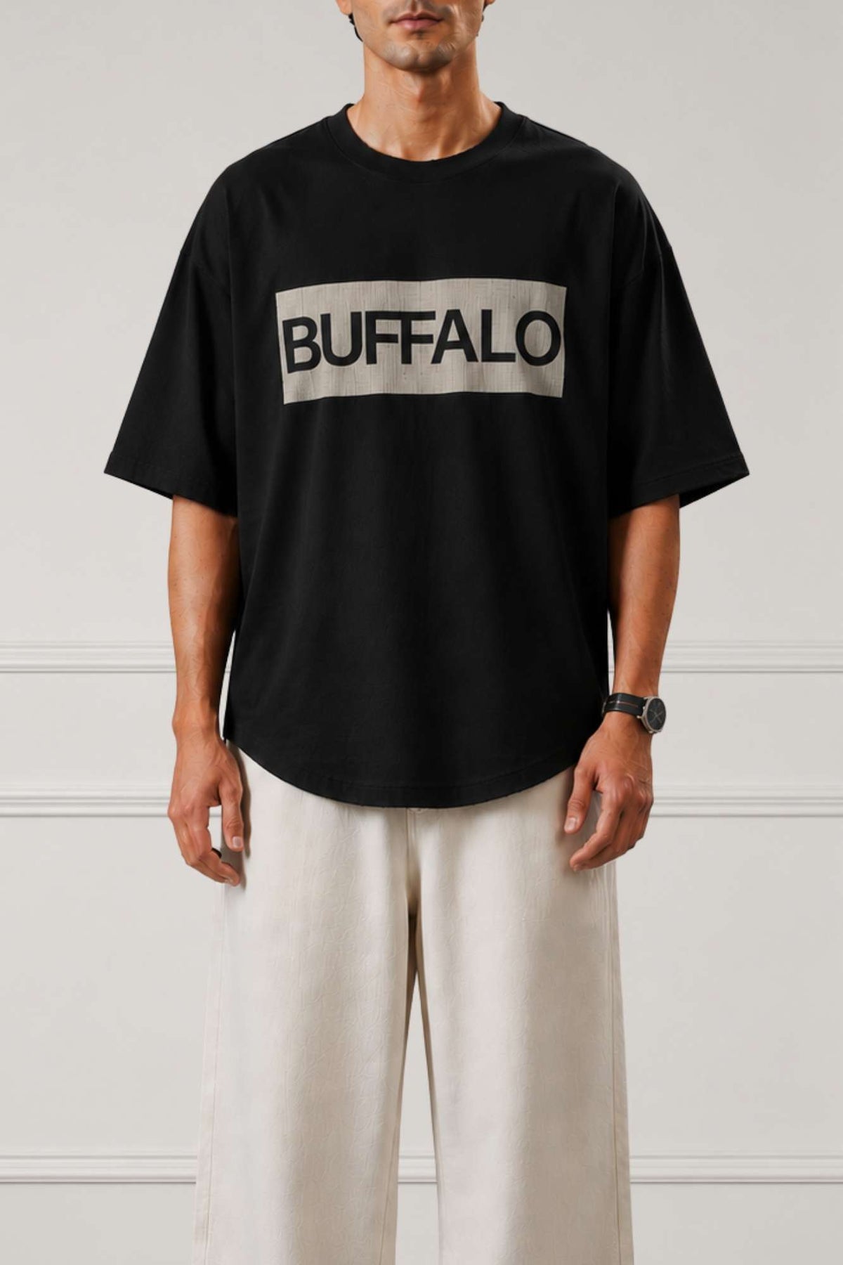 Box Logo Graphic Drop Shoulder T-Shirt | Black