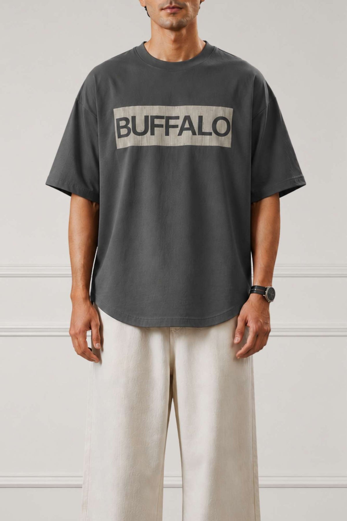 Box Logo Graphic Drop Shoulder T-Shirt | Gray