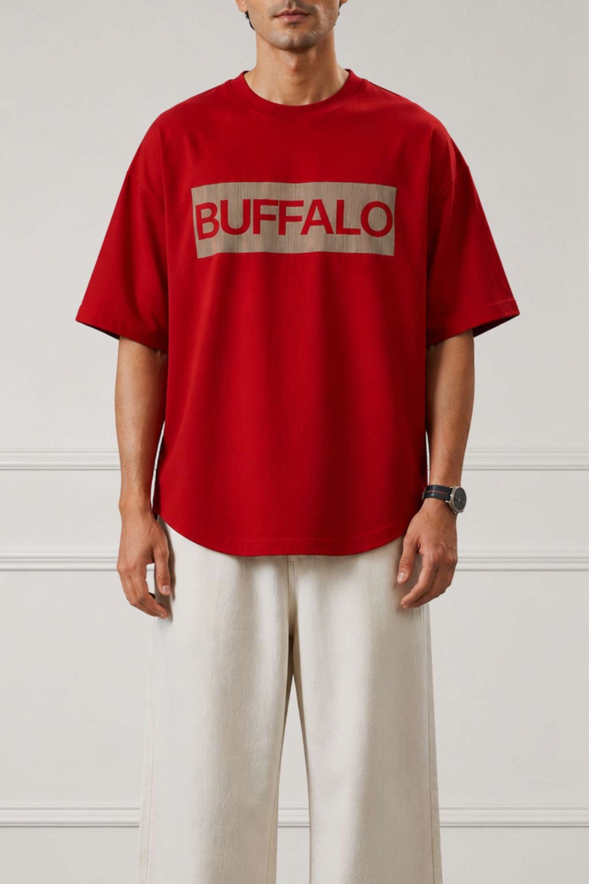 Box Logo Graphic Drop Shoulder T-Shirt | Red