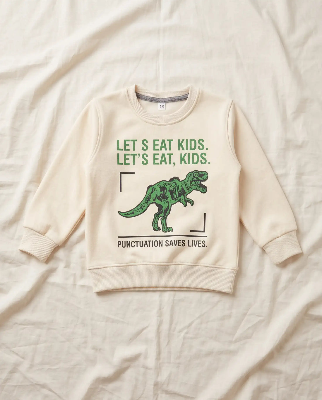 Fleece Sweatshirt Set - White with Black Trouser Dino | Kids Winter Collection