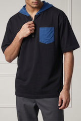 Noir Drift Hooded Tee (Dark Blue)