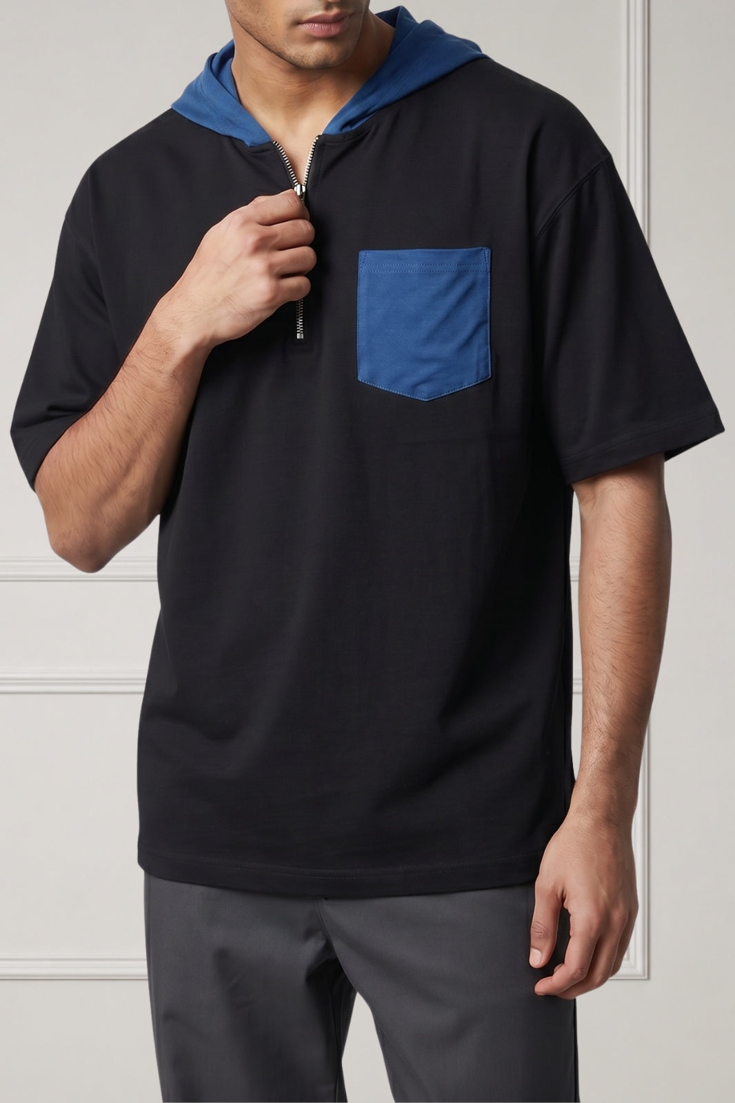Noir Drift Hooded Tee (Dark Blue)
