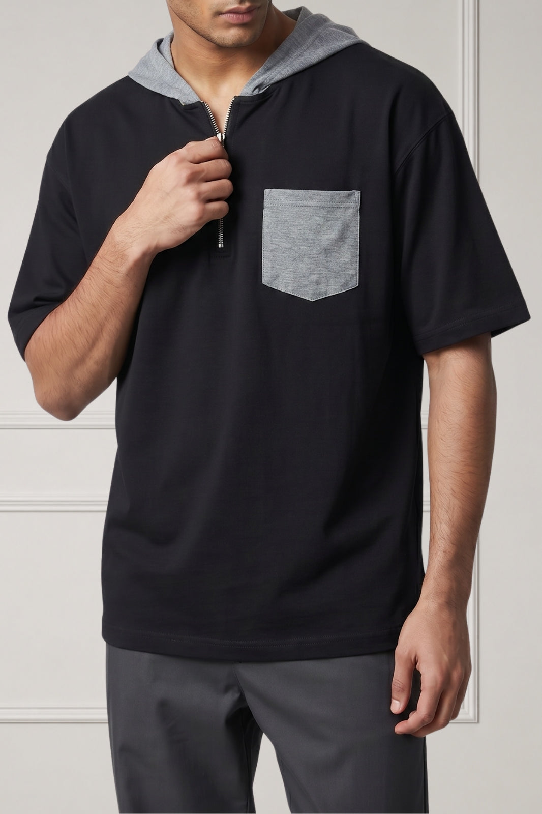 Noir Drift Hooded Tee (Grey)