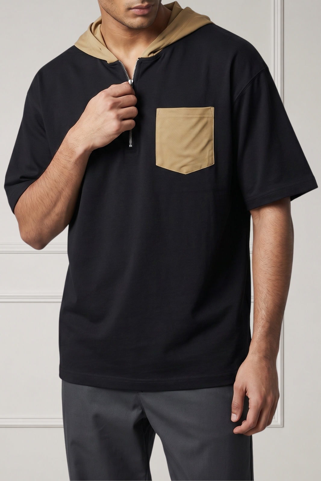 Noir Drift Hooded Tee (Khaki)