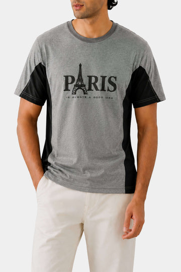 Graphic Panel T-Shirt - Paris | Gray & Black