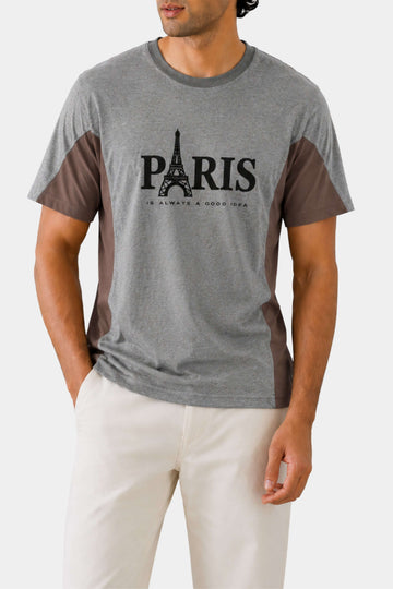 Graphic Panel T-Shirt - Paris | Gray & Brown