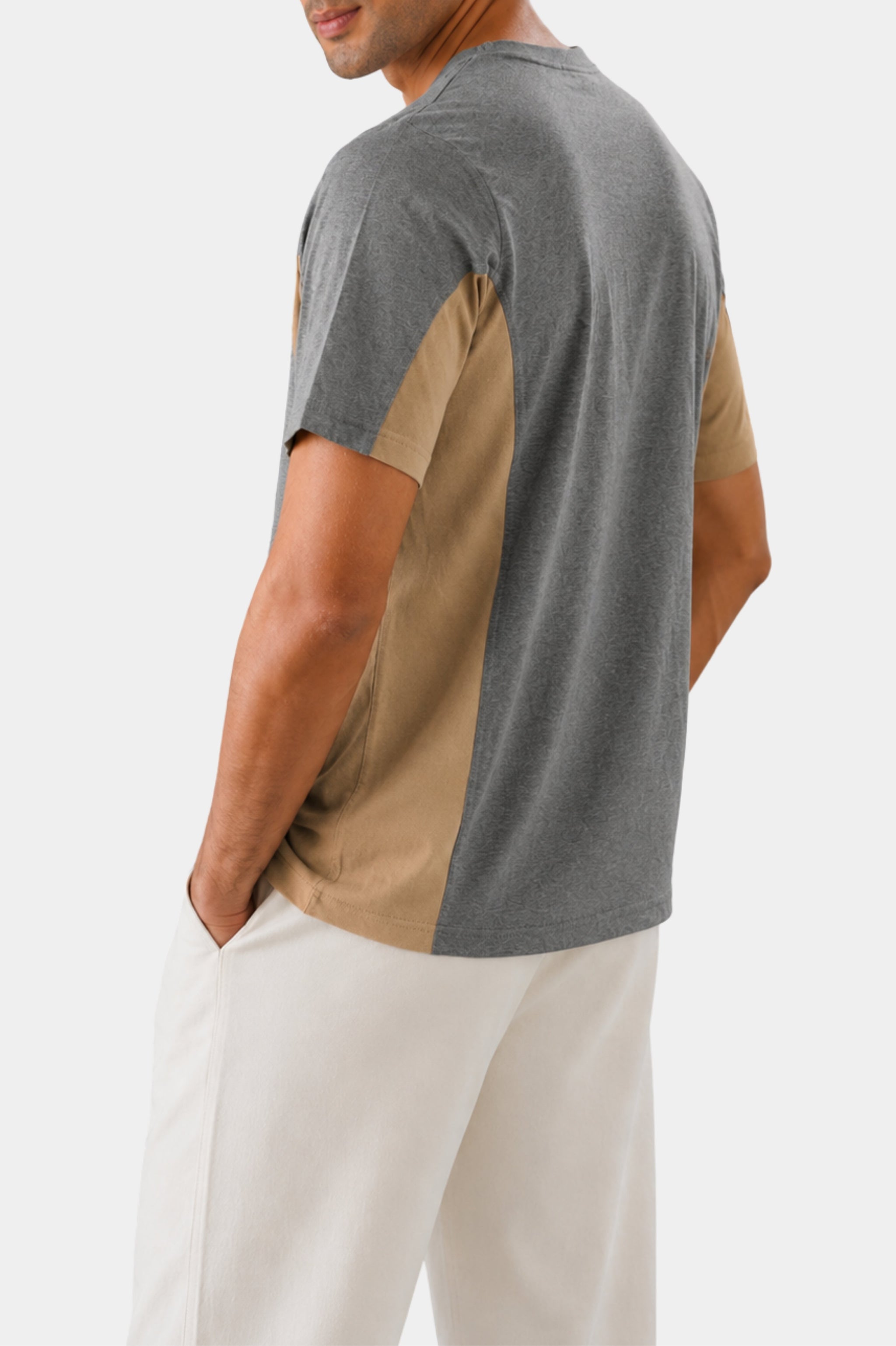 Paris Statement Panel Tee (Grey & Sand)