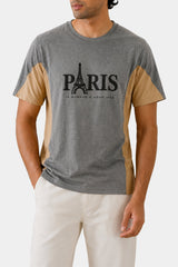Paris Statement Panel Tee (Grey & Sand)