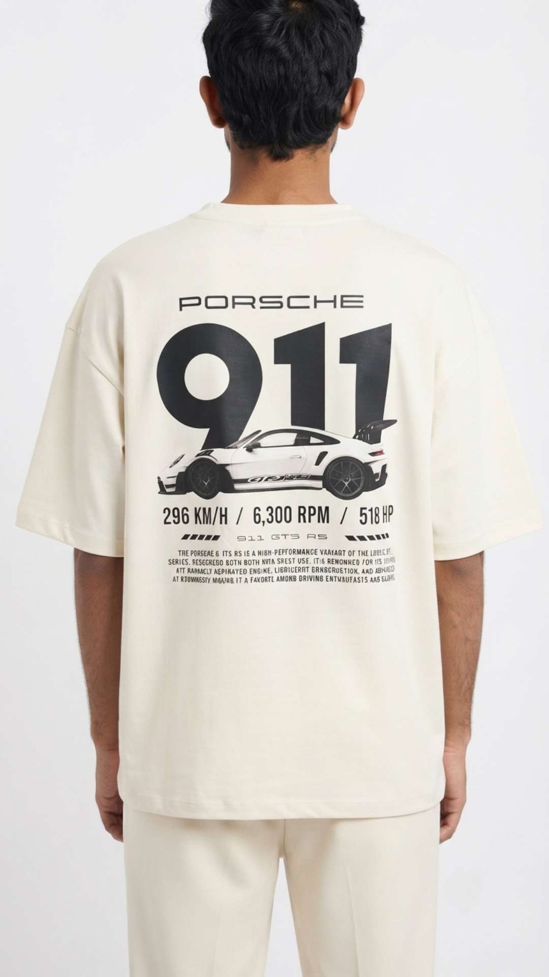 Drop Shoulder T-Shirt For Men - DTF Graphics | Porsche 911