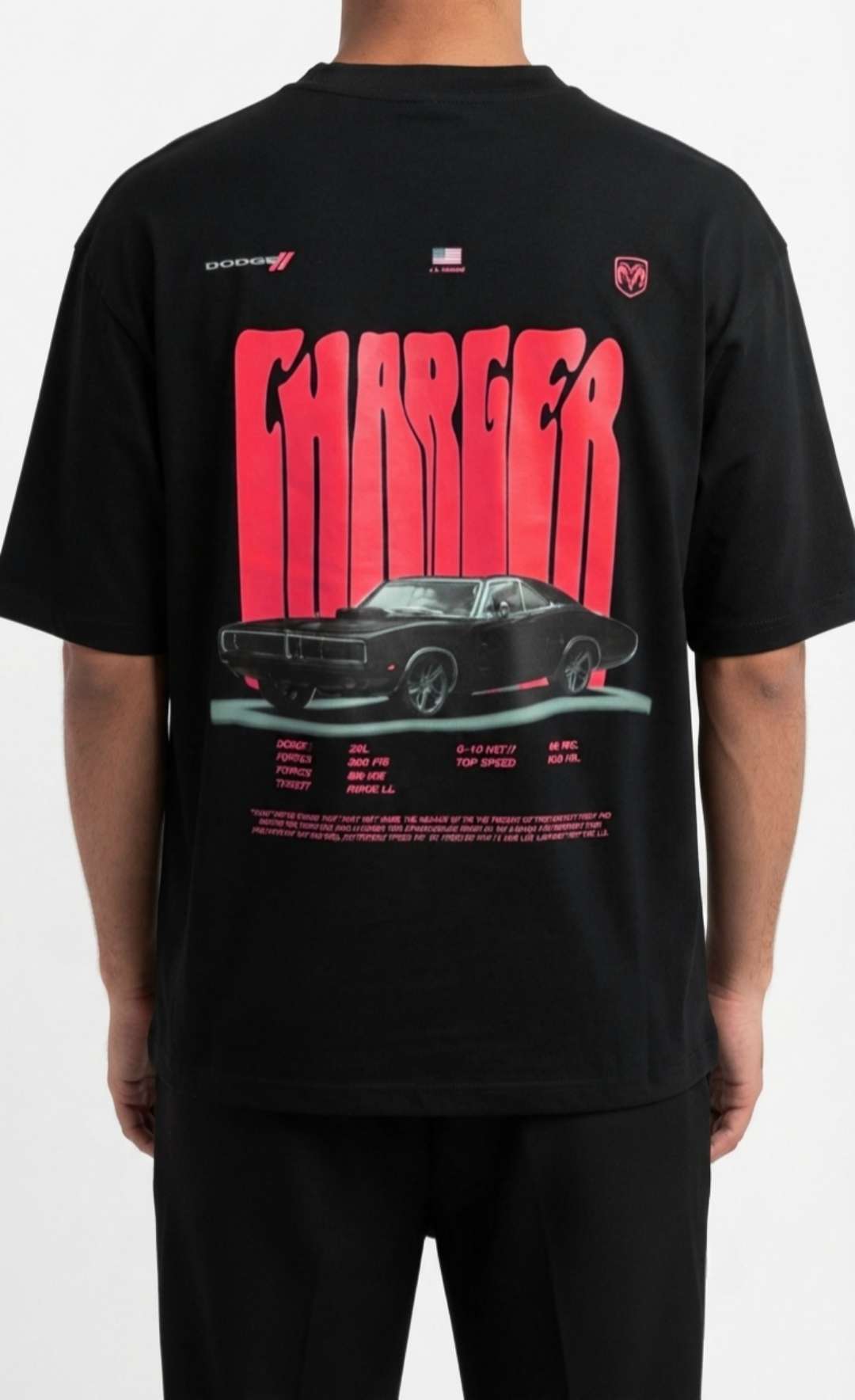 Drop Shoulder T-Shirt For Men - DTF Graphics | Dodge Charger
