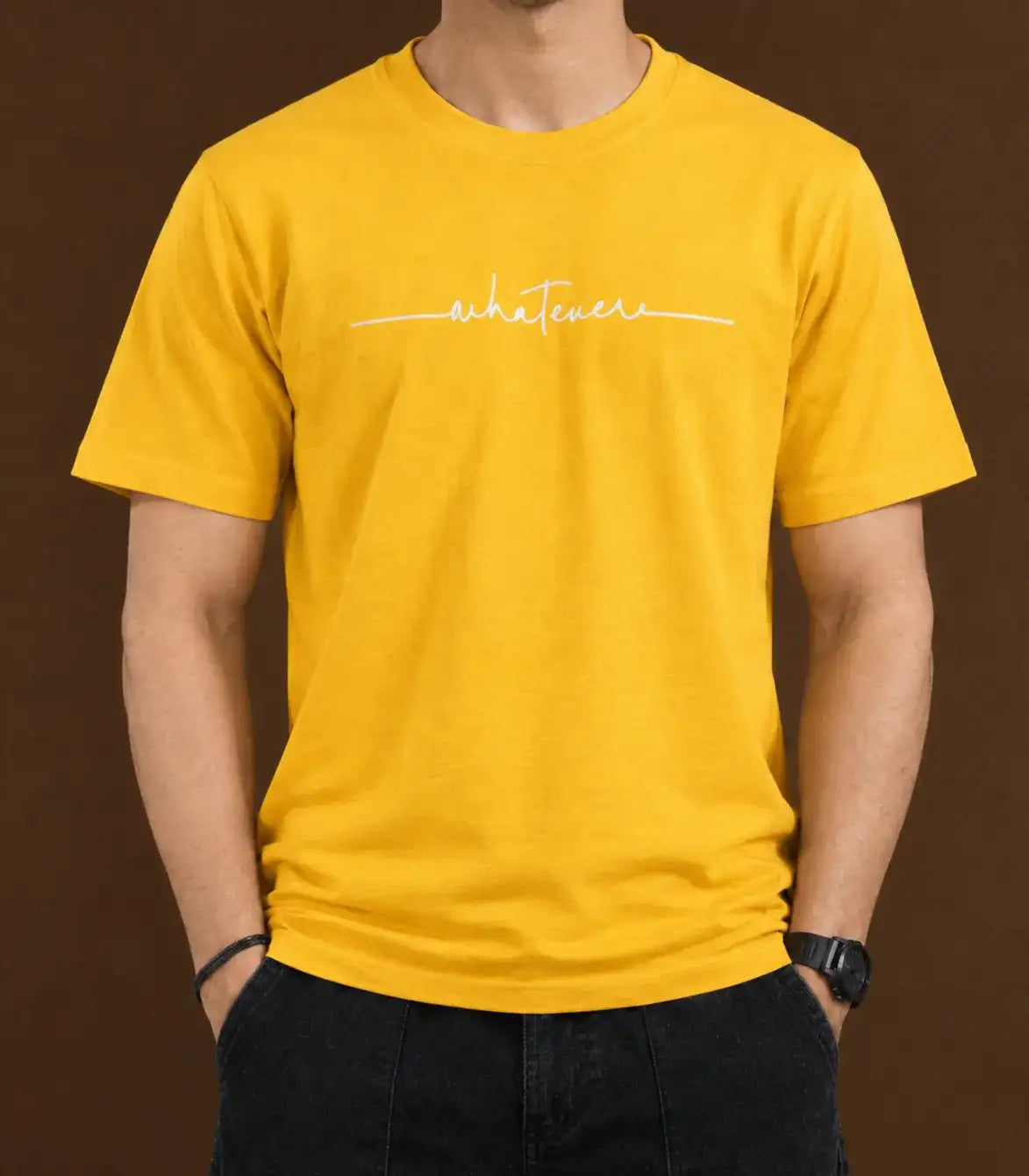 Printed Crew Neck T-Shirt For Men | Yellow