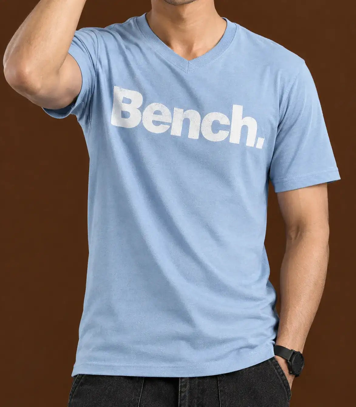 Printed Crew Neck Bench T-Shirt For Men | Sky Blue