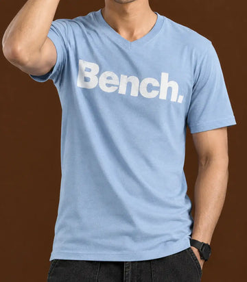 Printed Crew Neck Bench T-Shirt For Men | Sky Blue