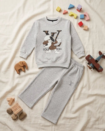 Fleece Sweatshirt Set - Heather Gray Snoopy | Kids Wear Collection