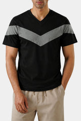 Black & Grey Chevron V-Neck T-Shirt