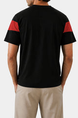Black & Red Chevron V-Neck T-Shirt