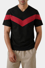 Black & Red Chevron V-Neck T-Shirt