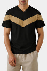 Black Chevron Stripe V-Neck T-Shirt