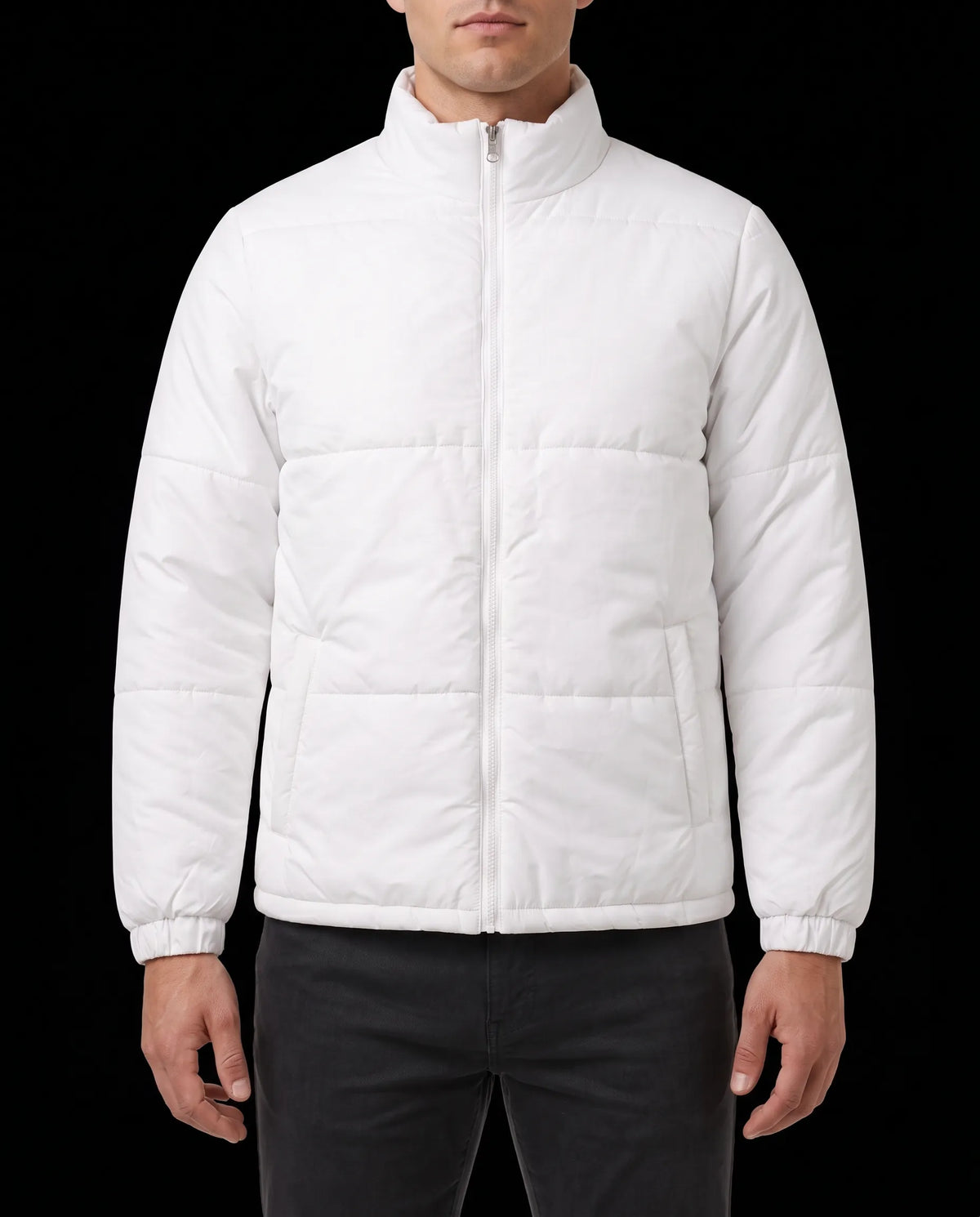 Puffer Jacket Full Sleeves No Hud - White | Men Winter Collection