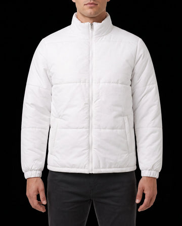 Puffer Jacket Full Sleeves No Hud - White | Men Winter Collection